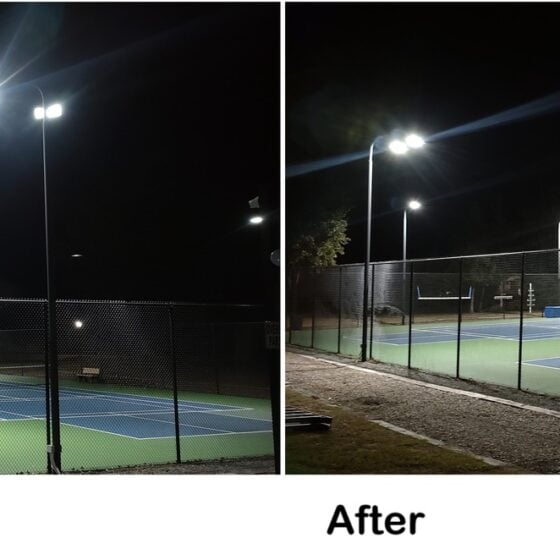 150 Watt Metal Halide LED Retrofit: installed on tennis court