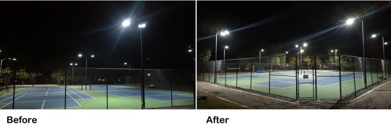 150 Watt Metal Halide LED Retrofit Tennis Court Installation