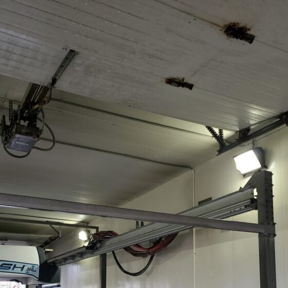 80 Watt LED Wall Pack: installation view at a car wash