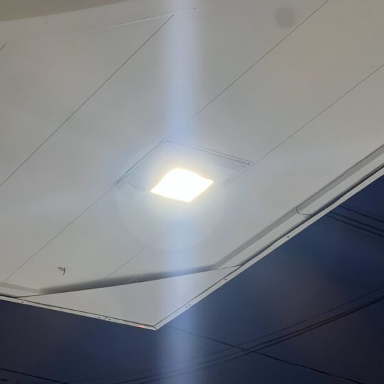 150 Watt LED Canopy Light: installation view with recessed mounting
