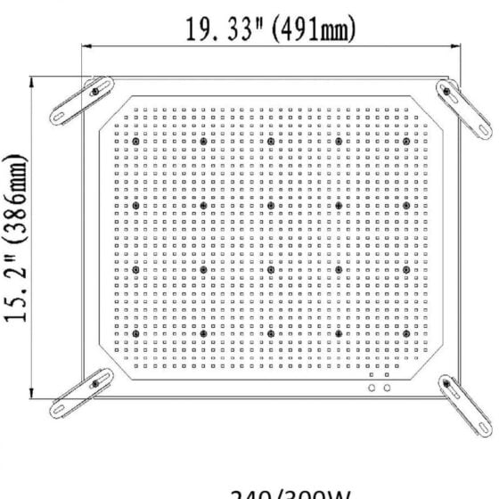 240 Watt LED Parking Shoebox Retrofit: dimensions illustration
