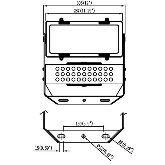 200 Watt LED Area Flood Light: dimension details