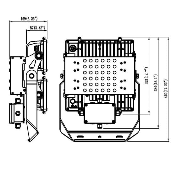 400 Watt LED Area Flood Light: dimensions diagram 2