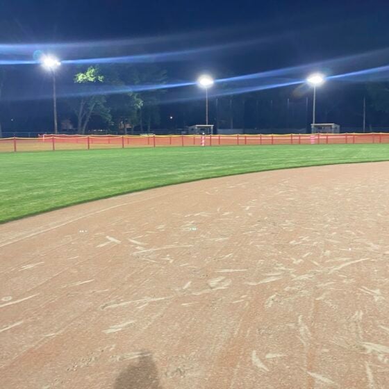 400 Watt LED Area Flood Light: installation on ball field