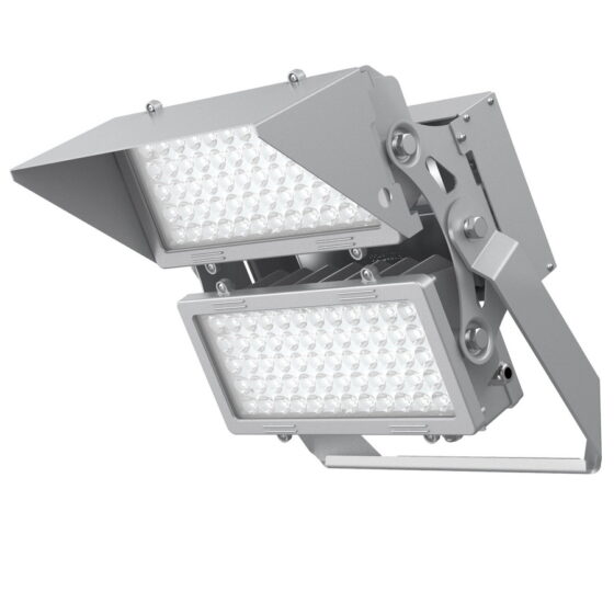 400 Watt LED Area Flood Light: front view with visor