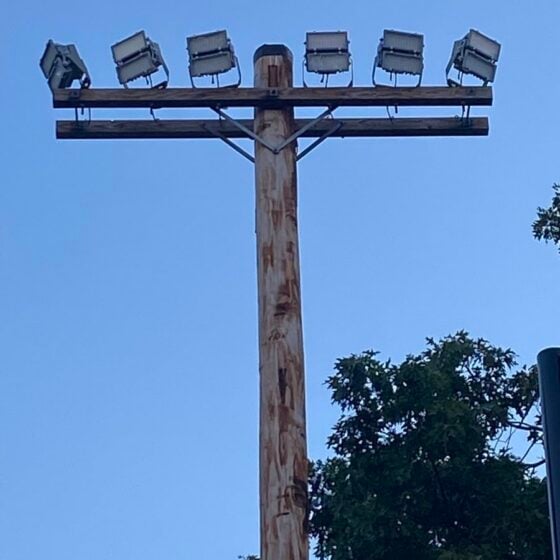 400 Watt LED Area Flood Light: mounted on poles