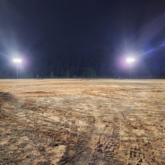 200 Watt LED Area Flood Light: installation on baseball field
