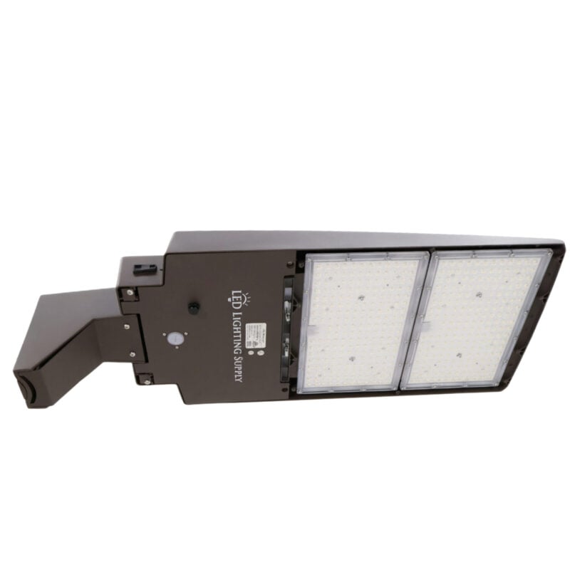 300 Watt LED Shoebox Area Light: front view with mounting