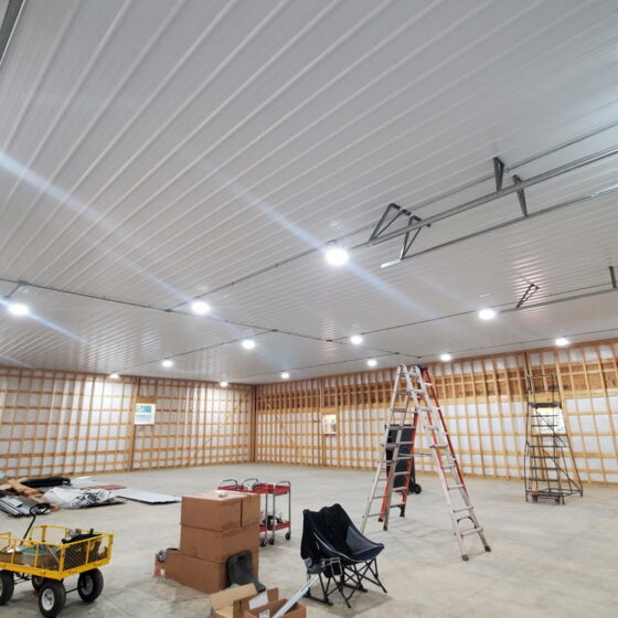 100 / 120 / 150 / 200 Watt Adjustable LED UFO High Bay: NASCAR garage installation