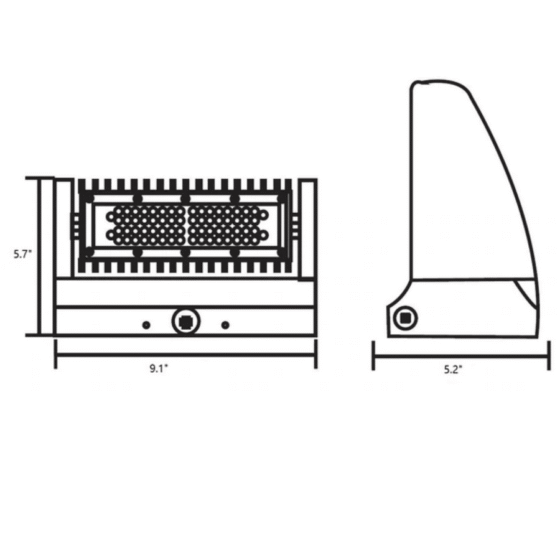 40 Watt Rotatable Full Cutoff LED Wall Pack: dimensions diagram