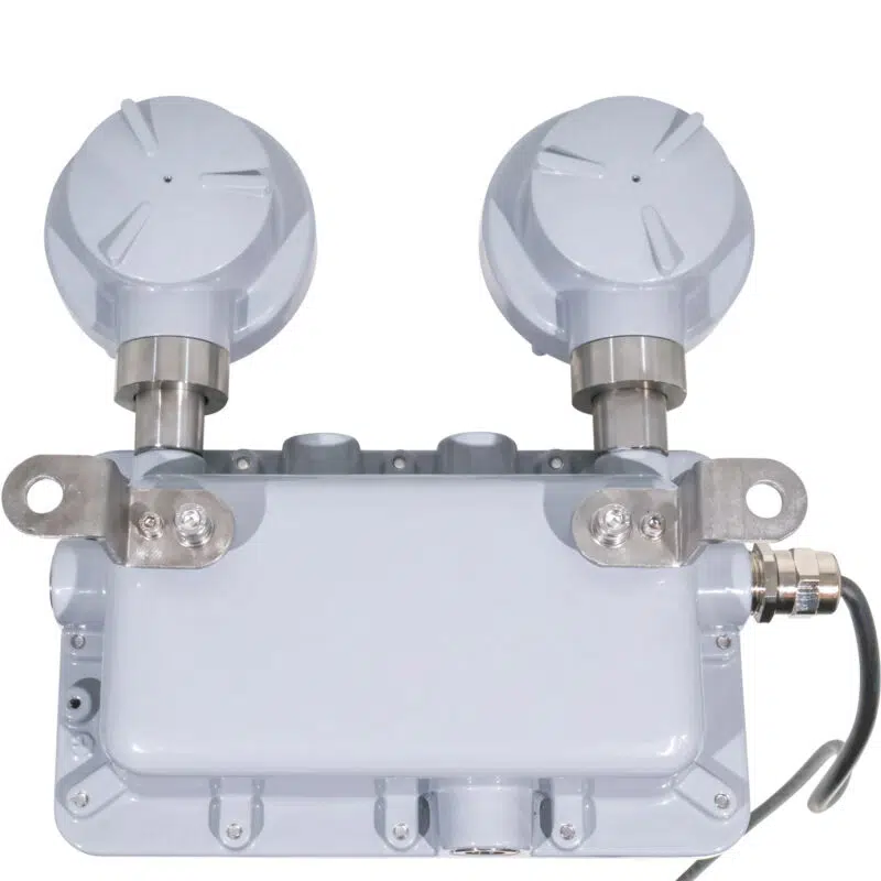 2 Head 10 Watt Explosion Proof LED Emergency Light: rear angled view
