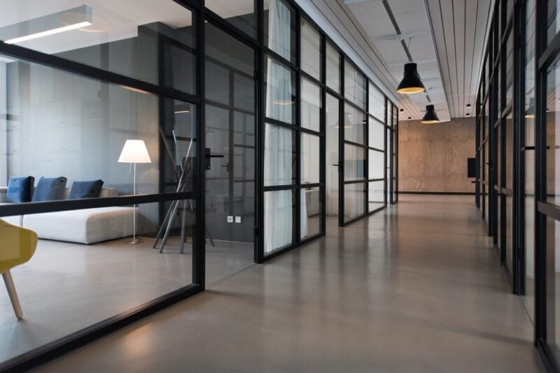 Office Hallway With Led Lighting