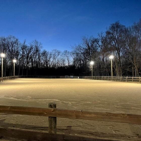 200 Watt LED Area Flood Light: installation in outdoor arena