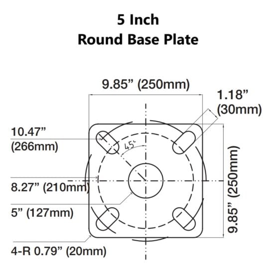 30 Foot Square Steel Light Pole: base plate dimensions
