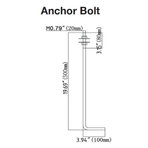 25 Foot Square Steel Light Pole: anchor bolts detail