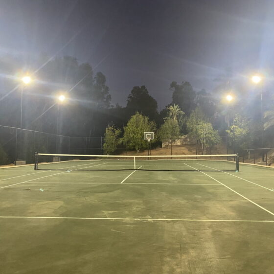 20 Foot Square Steel Light Pole: installed with fixtures