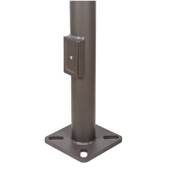 25 Foot Round Steel Light Pole: base mounting view