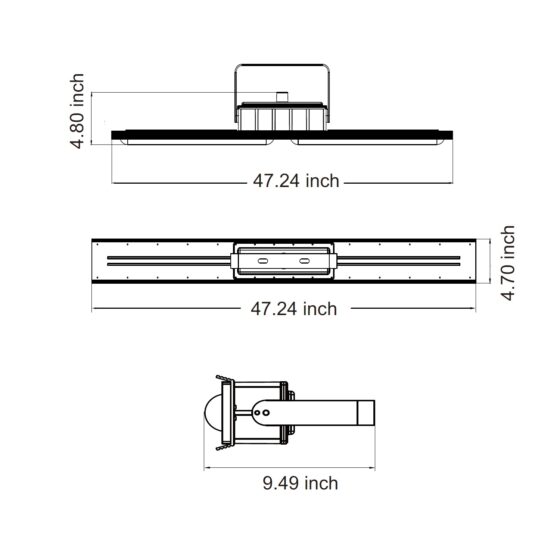 80 Watt Explosion Proof Linear LED Light: product dimensions view