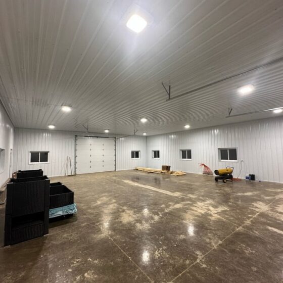 36 / 60 / 90 / 120 Watt Adjustable LED Canopy Light: installed in shop environment