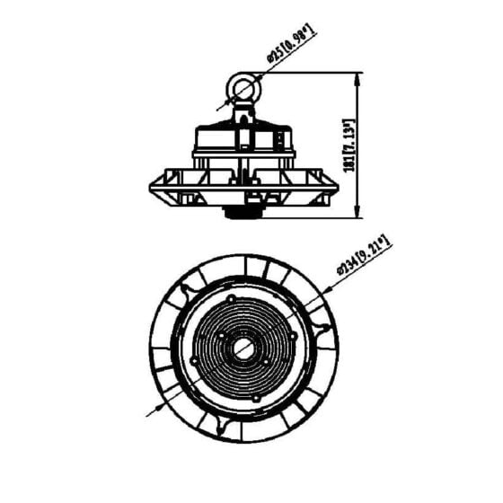60 / 80 / 100 Watt Adjustable UFO LED High Bay: product dimensions