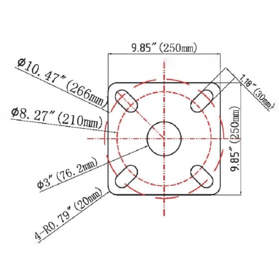 10 Foot Round Steel Light Pole: base flange dimensions