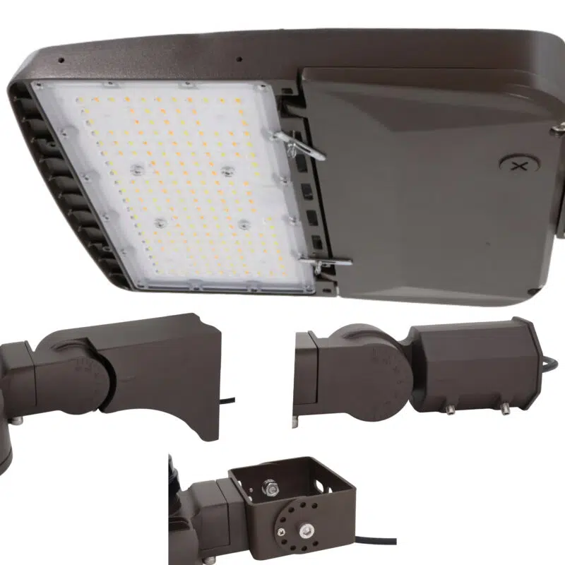80 100 120 150 Watt Adjustable Led Shoebox 12240 To 22950 Lumens 3000k 4000k 5000k 100 277v Or 277 480v Display