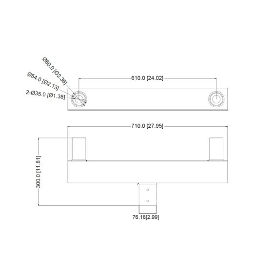 2 Fixture 180 Degree Bullhorn Mount | 2 3/8 Inch Tenon | Bronze | Low Profile Dimensions