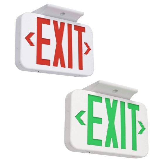5 Watt LED Exit Sign: dual color option with red and green letters