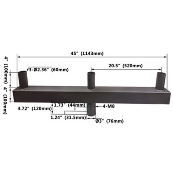 3 Fixture 180 Degree Bullhorn Mount | 2 3/8 Inch Tenon | Bronze | Low Profile Dimensions
