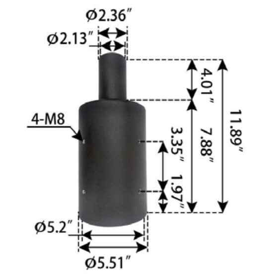 30 Foot Round Steel Light Pole: dimension details