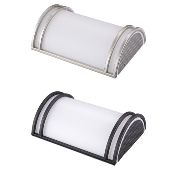 15 Watt LED Indoor Wall Sconce: silver and bronze housing comparison