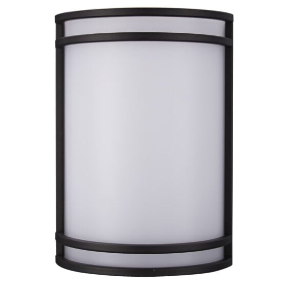 15 Watt LED Indoor Wall Sconce: bronze housing angled view