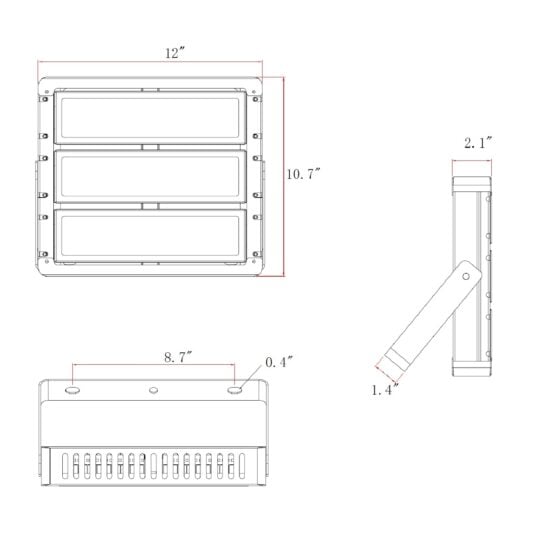 50 Watt LED High Temperature Light: dimensions illustration