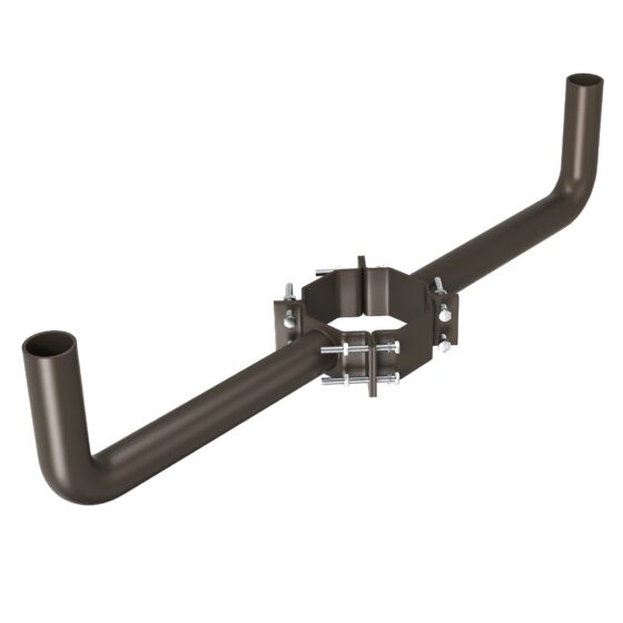 2 Fixture Wood Pole Bullhorn Wrap Mount | 2 3/8 Inch Tenon | Bronze