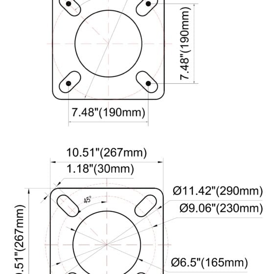 25 Foot Round Tapered Steel Light Pole: dimensions and bolt pattern
