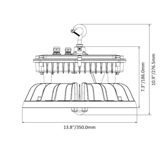 240 / 270 / 310 Watt Adjustable LED UFO High Bay: product dimensions view