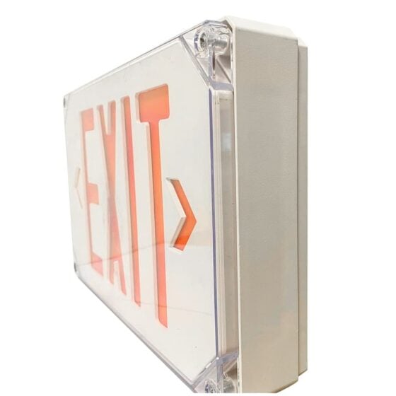 2 Watt LED Exit Sign: front view with red lettering