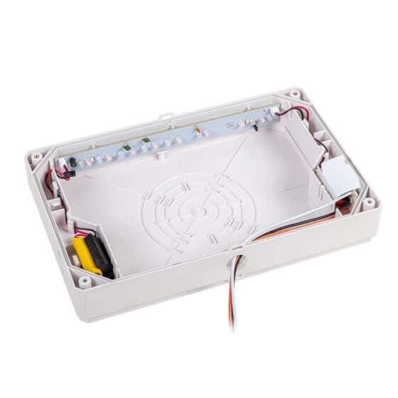 2 Watt LED Exit Sign: side view highlighting battery backup