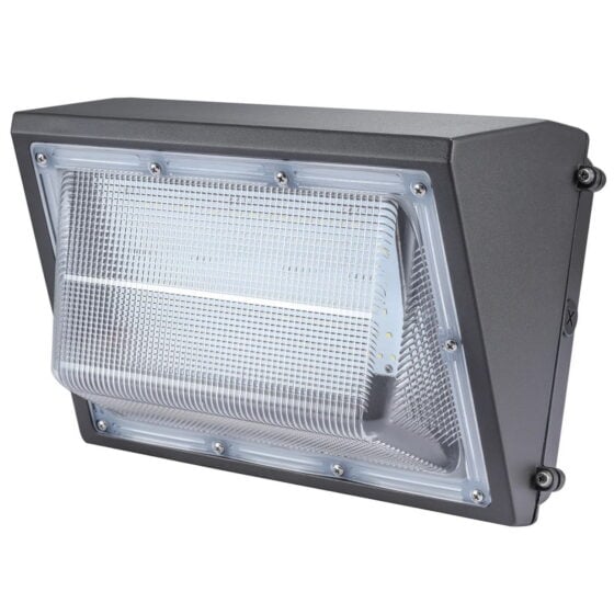 100 Watt LED Wall Pack: angled view of product design