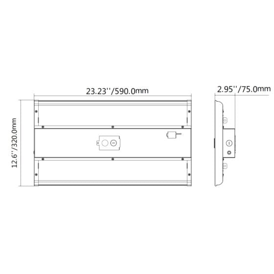130 / 140 / 165 Watt Adjustable Linear LED High Bay: product dimensions view