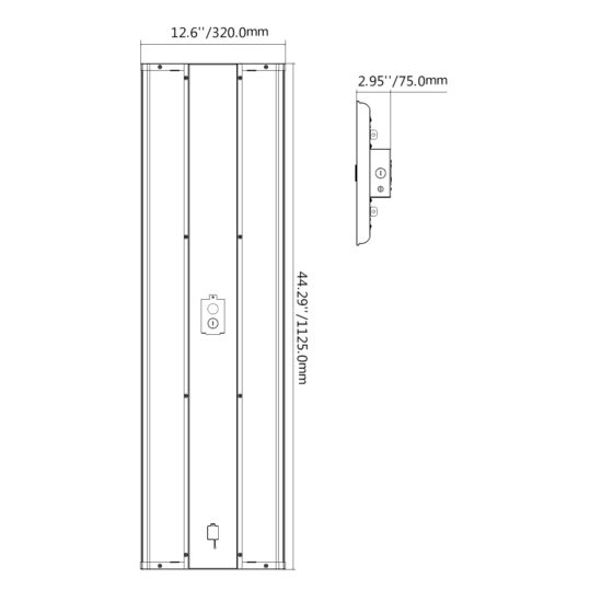 230 / 260 / 300 Watt Adjustable Linear LED High Bay: dimensions illustration