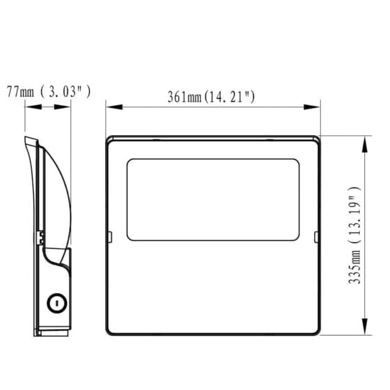 180 / 240 / 300 Watt Adjustable LED Flood Light: dimensions diagram