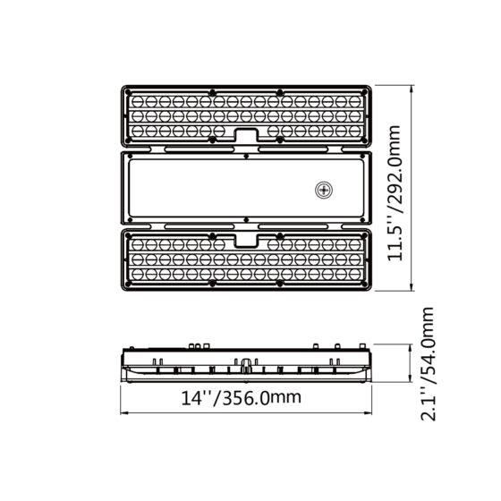 155 / 180 / 210 Wattage Adjustable High Bay Linear: product dimensions