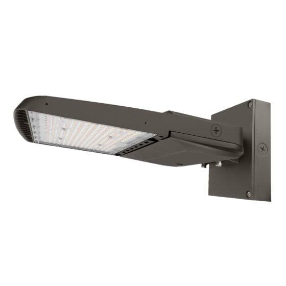 170 / 200 / 220 / 240 Watt Adjustable LED Shoebox: wall mount view