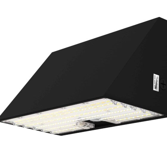 28 / 42 / 56 / 70 Watt Adjustable Full Cutoff Architectural LED Wall Pack: angled view