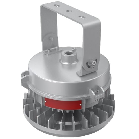 200 Watt Round Explosion Proof LED Light: yoke mount view