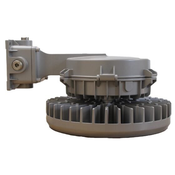 200 Watt Round Explosion Proof LED Light: wall mount attached view