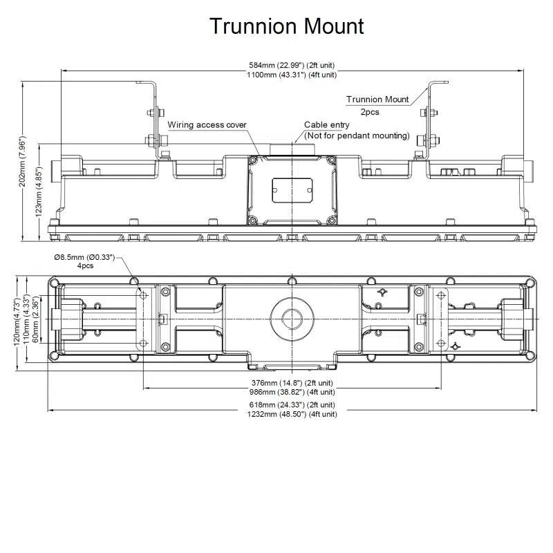 Lls Explh Dimensions 2 And 4 Foot Trunnion