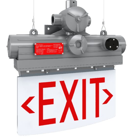 5 Watt Explosion Proof Exit Emergency LED Light: close-up of tempered glass lens
