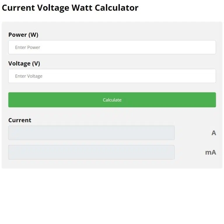 Current Voltage Amps Calculator